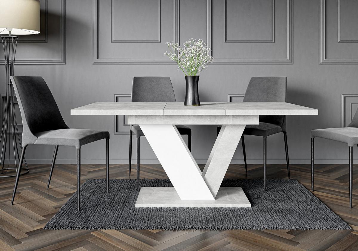 ESSTISCH ZAFIR Ausziehbar 120 - 160 / 80 x 76 cm - Weiß/Grau, Holz (120/80/76cm) - MASSENO