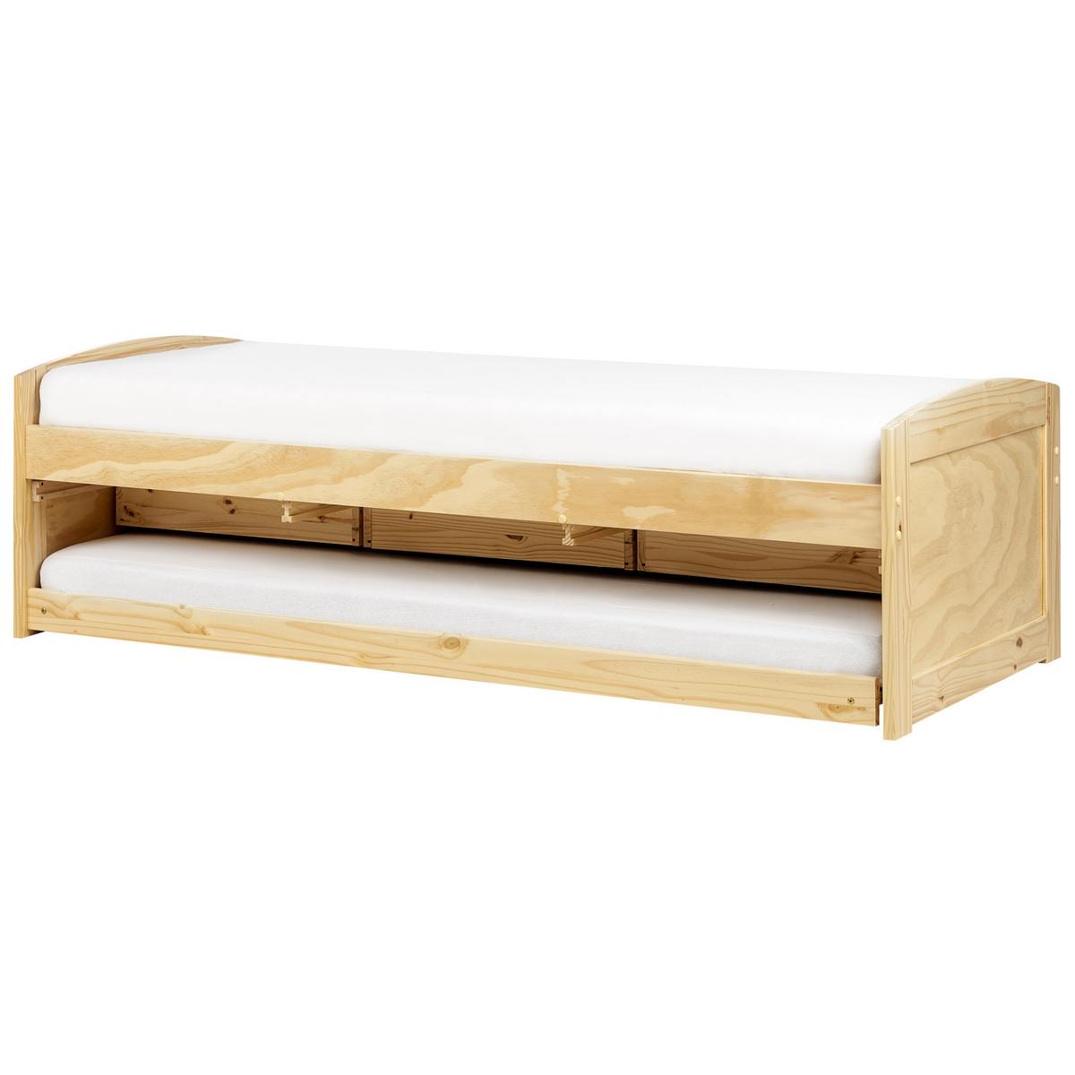 AUSZIEHBETT 90/200 cm Heller Holzfarbton Petiville - Hellbraun, Holz (90/200cm) - Beliani