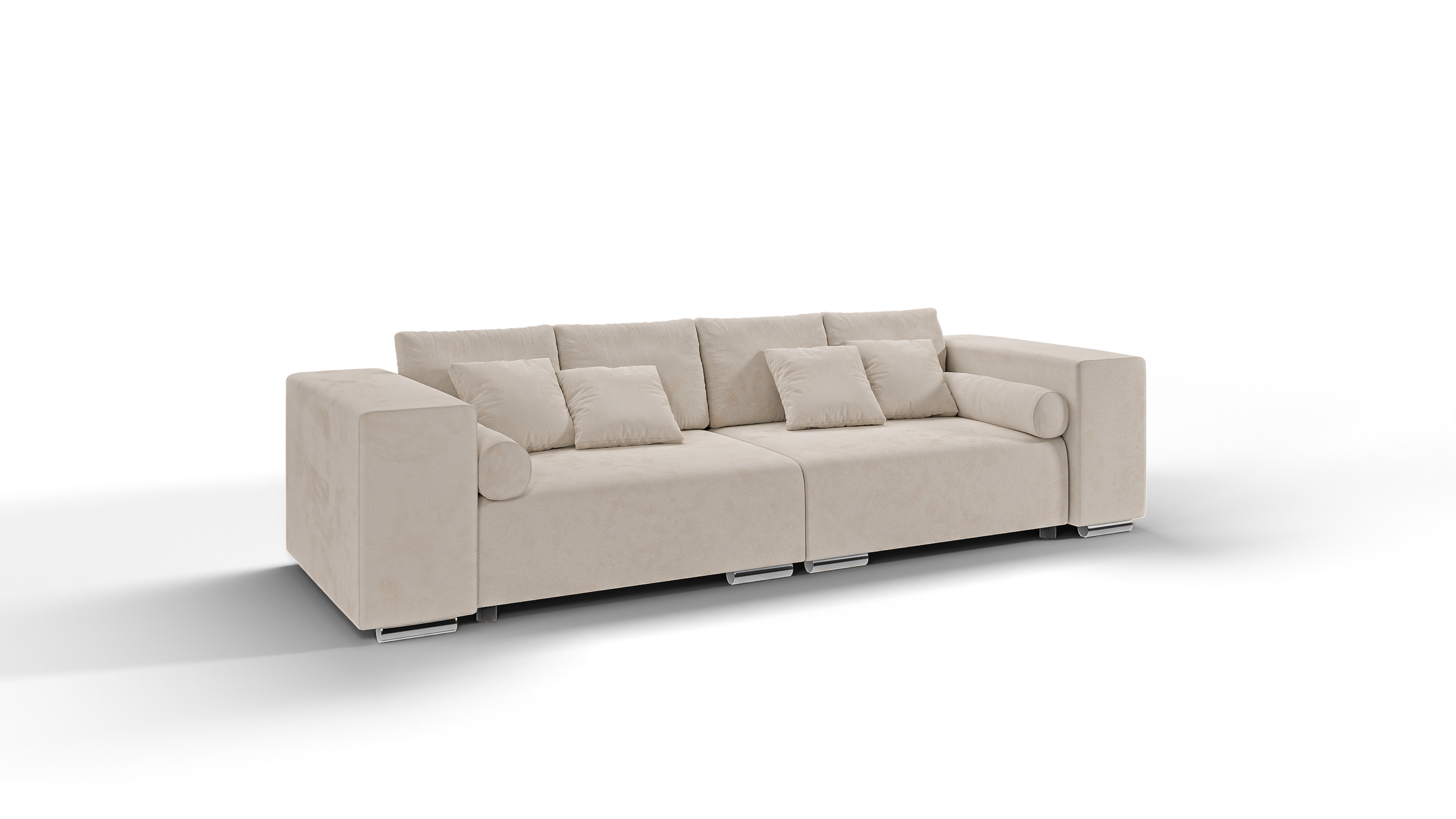 BIGSOFA Kami Microfaser Beige - Silberfarben/Creme, Kunststoff/Textil (290/80/110cm) - S-Style Möbel