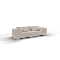 BIGSOFA Kami Microfaser Beige - Silberfarben/Creme, Kunststoff/Textil (290/80/110cm) - S-Style Möbel