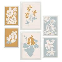 POSTER Set Mit 6 Blumenrahmen 1 In Blume Zusammenfassung Ästhetische Dekorative Gemälde Für Ihr Wohnzimmer Schlafzimmer Zuhause A3 & A4 Weißer Rahmen - Weiß, Papier (29/3cm) - Nacnic