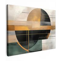 LEINWANDBILD Abstrakt - Gold - Bronze - Grün - Formen - Modern Wandbilder 80x60 cm - Multicolor, Textil (80/60cm) - MuchoWow
