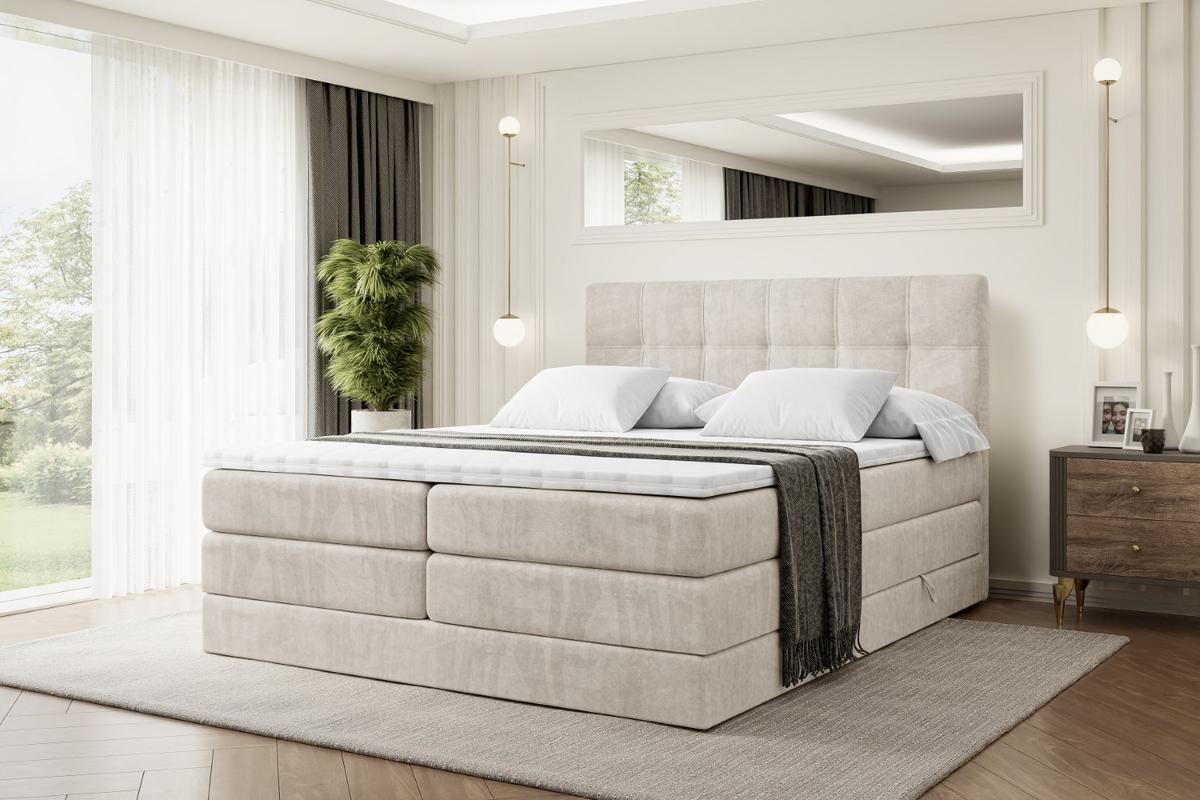 BOXSPRINGBETT MARCE KING - 180x200 - H3/H4 - Ecru - Ecru, Holzwerkstoff (180/200cm) - ALTDECOR