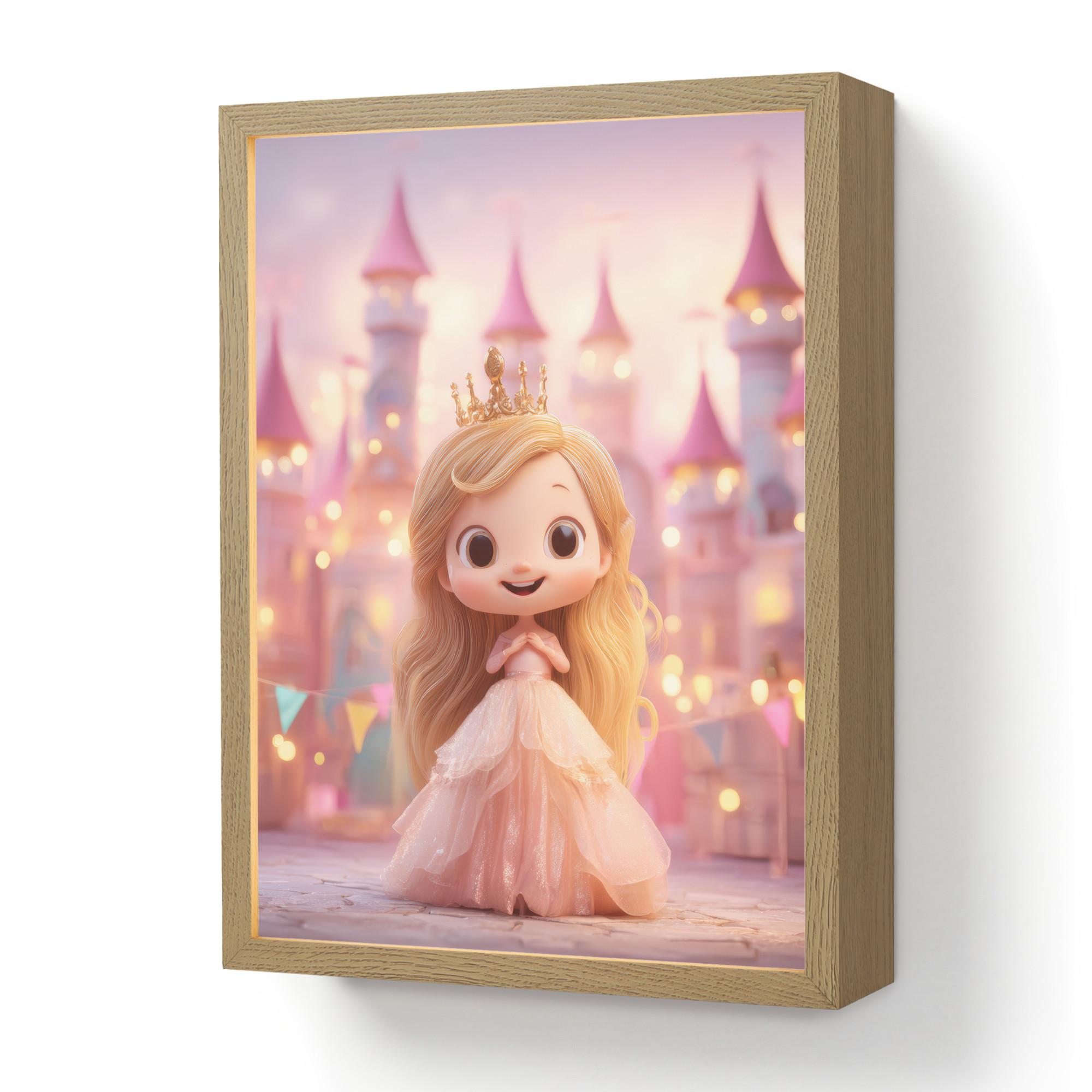WANDLEUCHTE MIT AKKU Prinzessin - Rosa - Schloss 30x40 cm - Rosa, Holzwerkstoff (30/40/8cm) - OnlyWow