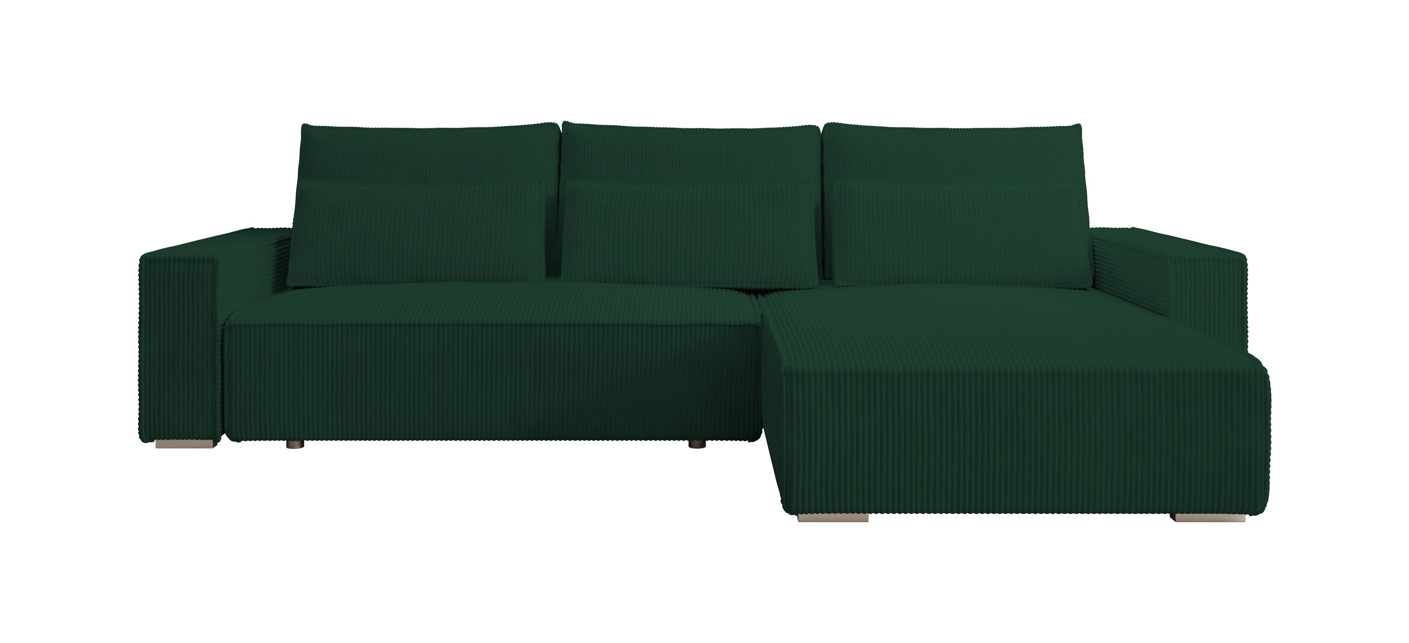 ECKSOFA Alice mit Bettkasten und Schlaffunktion, Cordstoff in L-Form - Grün, Textil (289/184cm)