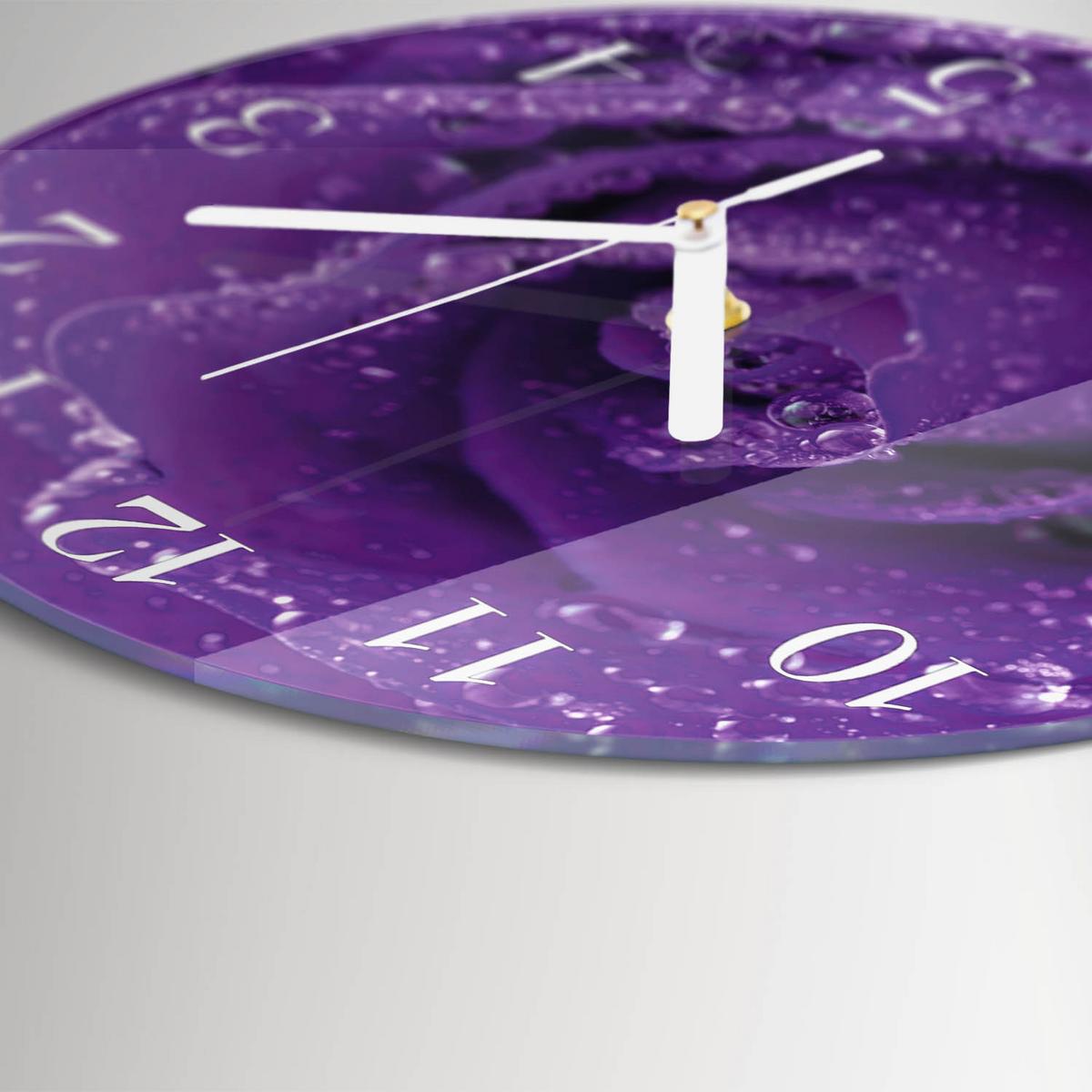 WANDUHR aus Glas Ø30 cm - Rose - Lila, Glas (30/30/0.4cm) - TULUP