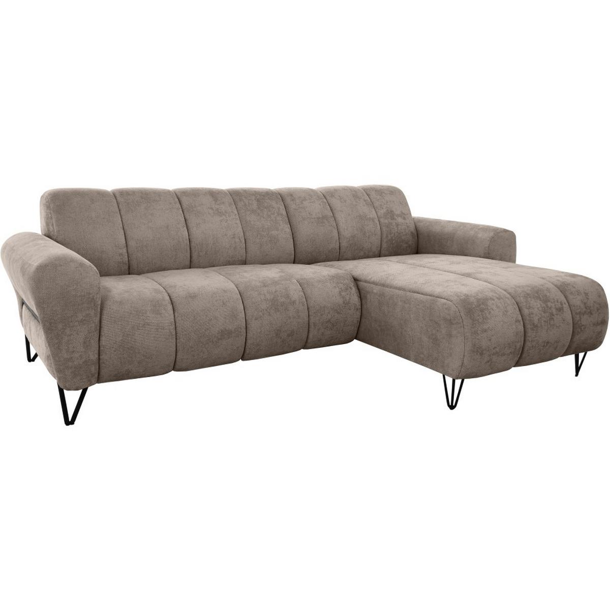 ECKSOFA Volare Mini ohne Schlaffunktion braun rechts, Vega-Stoff - Schwarz/Braun, Textil/Metall (256/165cm) - Beautysofa