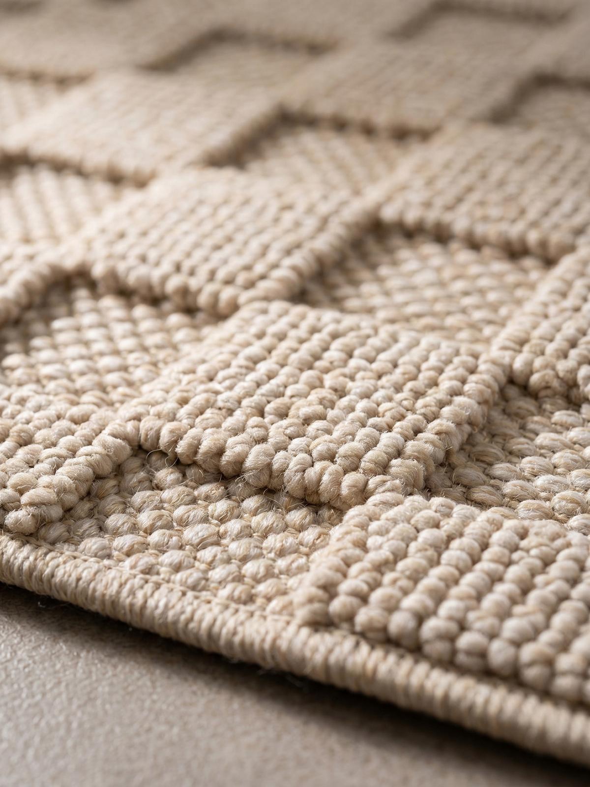 TEPPICH Flachgewebe LANGAU in Beige, mit Schachbrettmuster, 80 x 250 cm - Beige, Textil (80/250cm) - KADIMA DESIGN