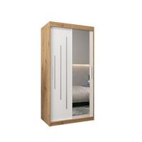 SCHWEBETÜRENSCHRANK 200/100/62 2-türig - Silberfarben/Weiß, Holz/Kunststoff (100/200/62cm) - Abiks Möbel