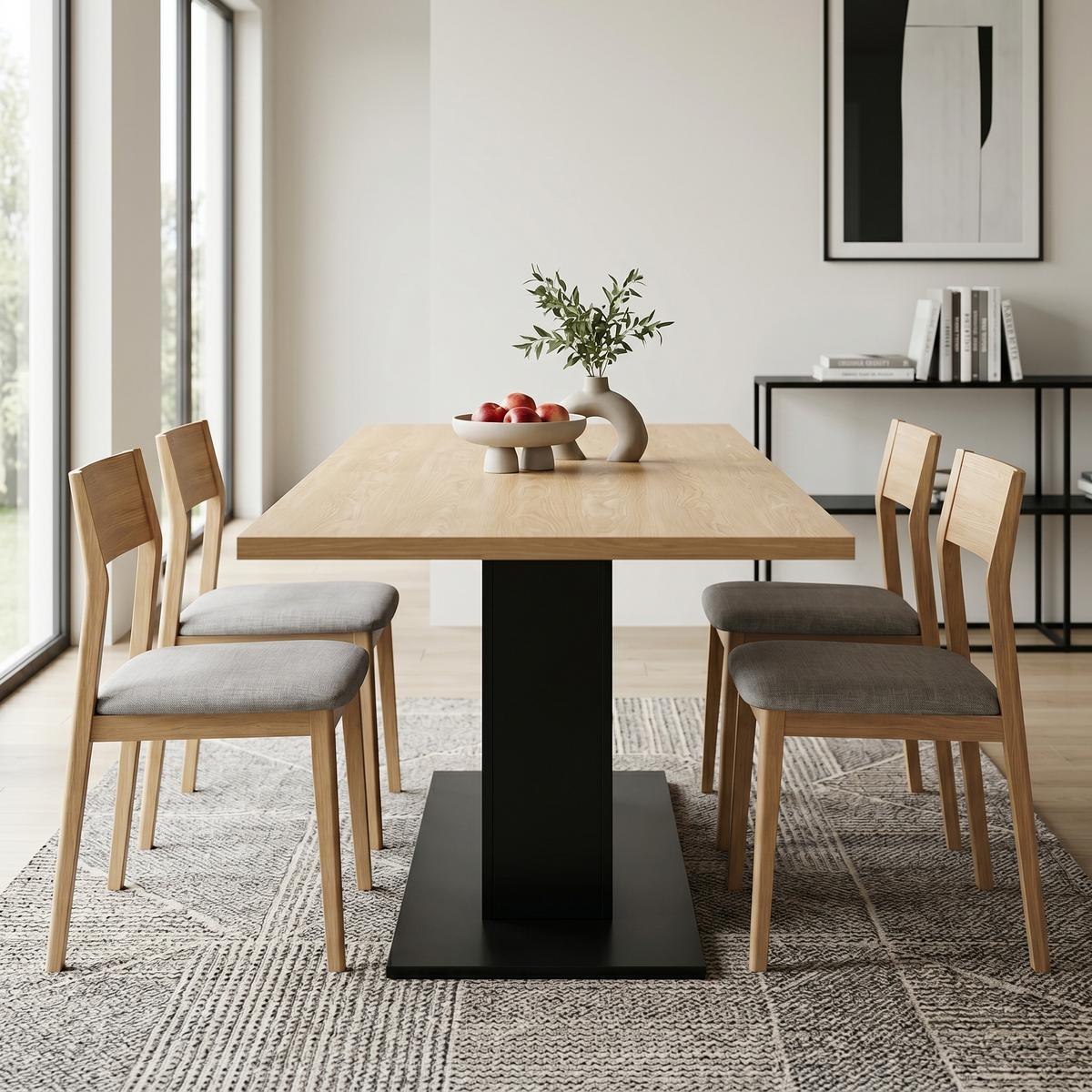 ESSTISCH ausziehbarer holzoptik 140 bis 180 cm, säulengestell für 6-8 personen - Naturfarben, Holzwerkstoff (70/180/75cm) - Urban Meuble