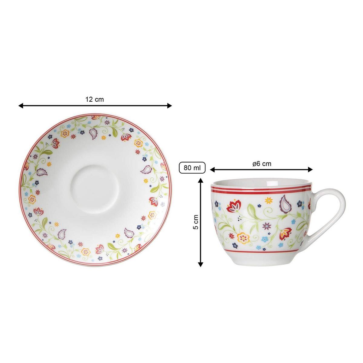 ESPRESSOTASSEN MIT UNTERTASSEN Shanti bunt 80 ml 6er Set - Multicolor, Keramik (12/7/12cm) - Ritzenhoff Breker