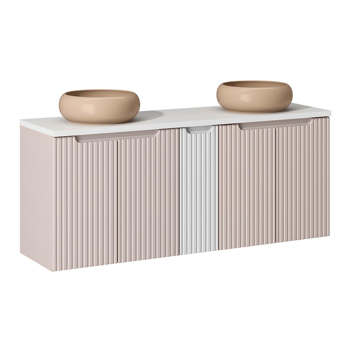 DOPPELWASCHTISCH 140cm Riva Kaschmir - Beige, Holzwerkstoff (140/57/40cm) - Petits-meubles
