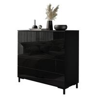 KOMMODE LINA 95 PUSH OPEN mit schwarzen Beinen - Schwarz, Holzwerkstoff (95/86/40cm) - Lookway
