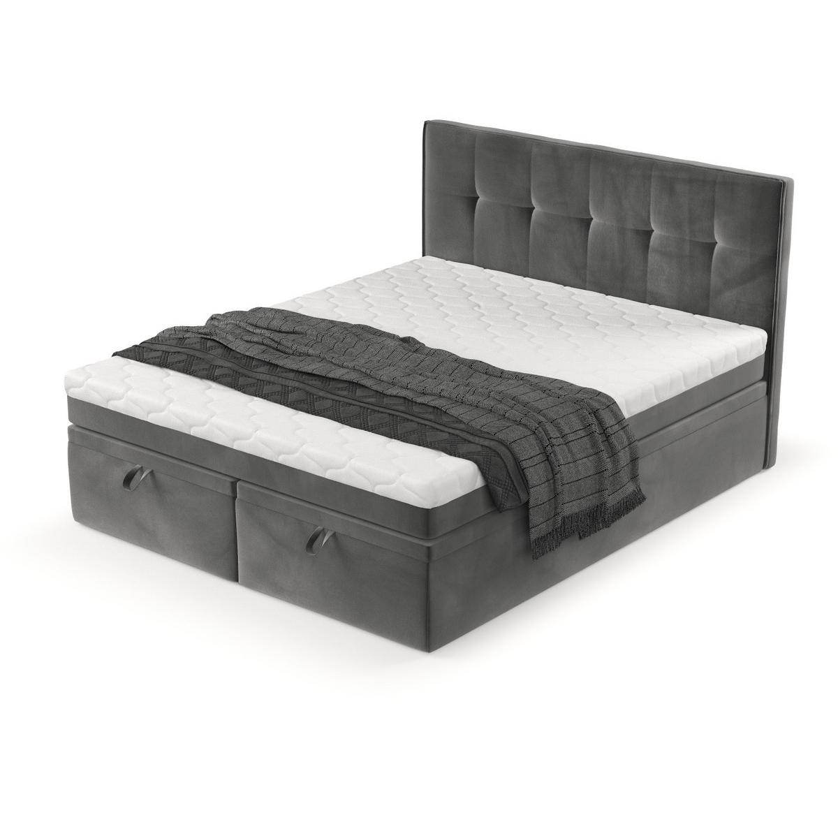 BOXBETT Arivo 140/200 cm Grau im Kronos Stoff - Schwarz/Grau, Holz/Holzwerkstoff (140/200cm) - AltaBeds