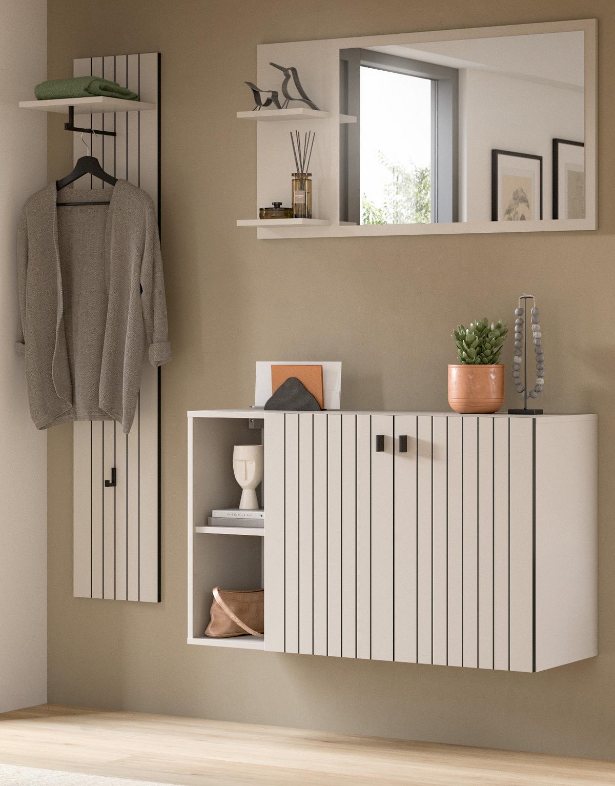FLURKOMMODE Kaschmir 106 x 63 cm, Schuhschrank hängend - Kaschmir/Schwarz, Holzwerkstoff/Metall (106/96/37cm) - Inn.Furn