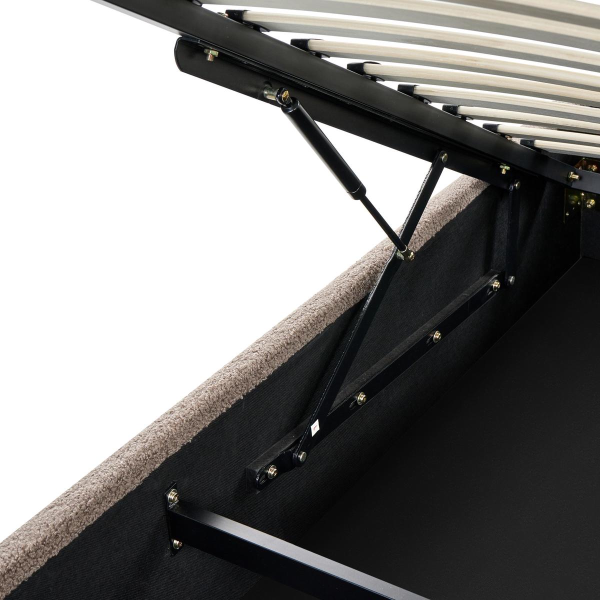 BETT mit Stauraum ohne Kopfteil 90/200 cm Bouclé Taupe Dinan - Taupe, Textil (90/200cm) - Beliani