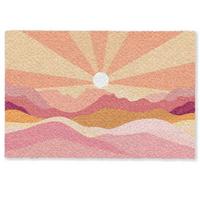 FUSSMATTE Berge - Abstrakt - Sonnenstrahlen - Rosa Sauberlaufmatte 60x40 cm - Rosa, Kunststoff (60/0.4cm) - MuchoWow