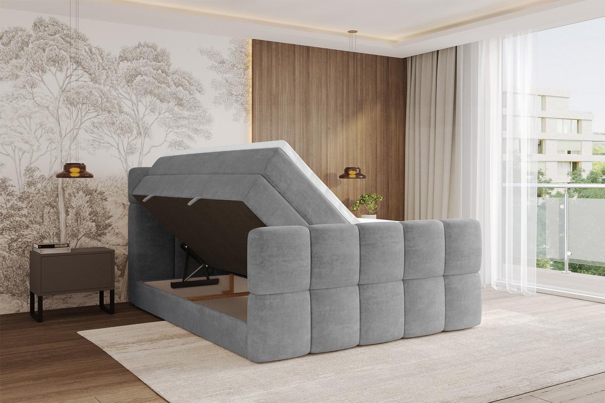 BOXBETT mit Matratze H3/H4 - FAMA-Z KING - 120x200 cm Grau Monolith - Graphitfarben, Holzwerkstoff (120/200cm) - ALTDECOR