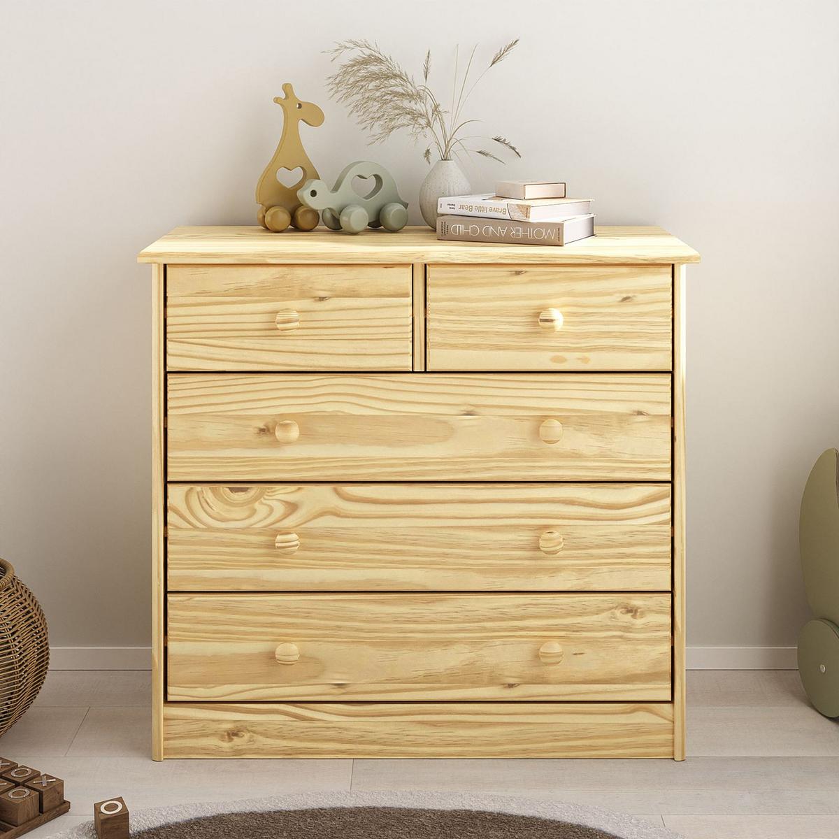 KOMMODE RONDO natur - Naturfarben, Holz (79/74/35cm) - IDIMEX