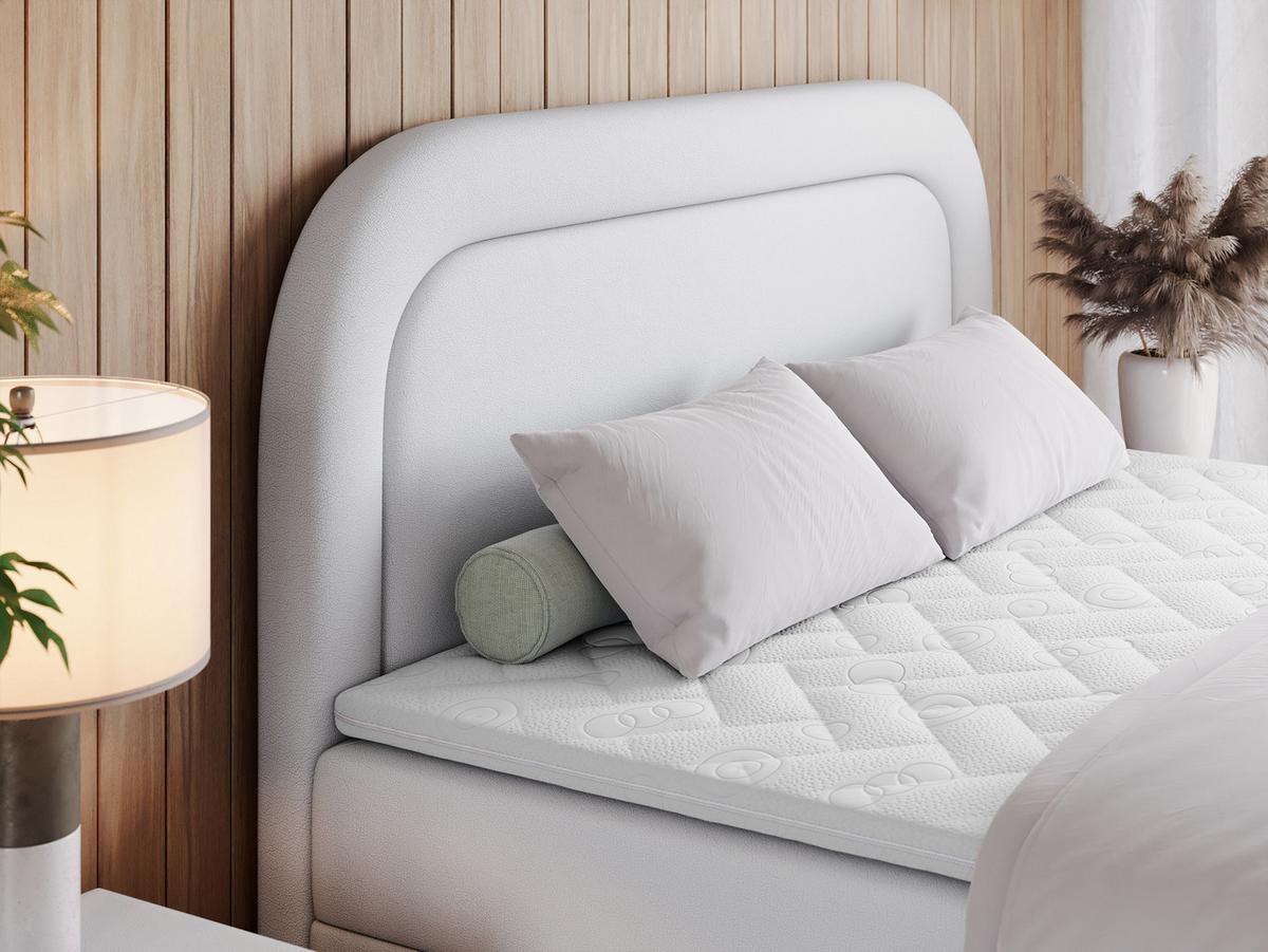 BOXBETT EIRA 120/200 Weiß Kunstleder - H3 - Silberfarben/Weiß, Holz/Textil (120/200cm) - MKS