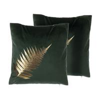 DEKOKISSEN 2er-Set Dunkelgrün 45/45 cm Fern - Dunkelgrün, Textil (45/45cm) - Beliani