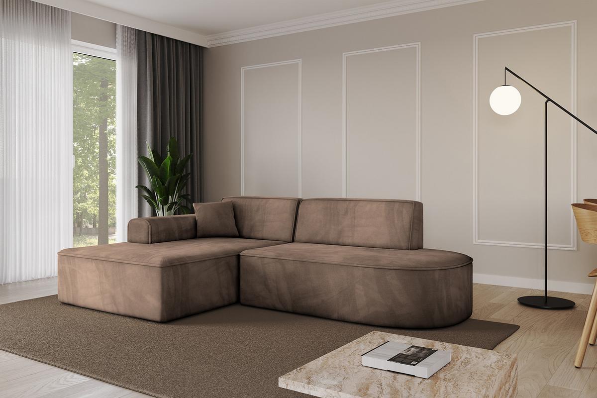 ECKSOFA Ottomane Links IREA-L1-v3 - 232x165x77 cm Braun - Braun, Holzwerkstoff/Textil (232/165cm) - ALTDECOR