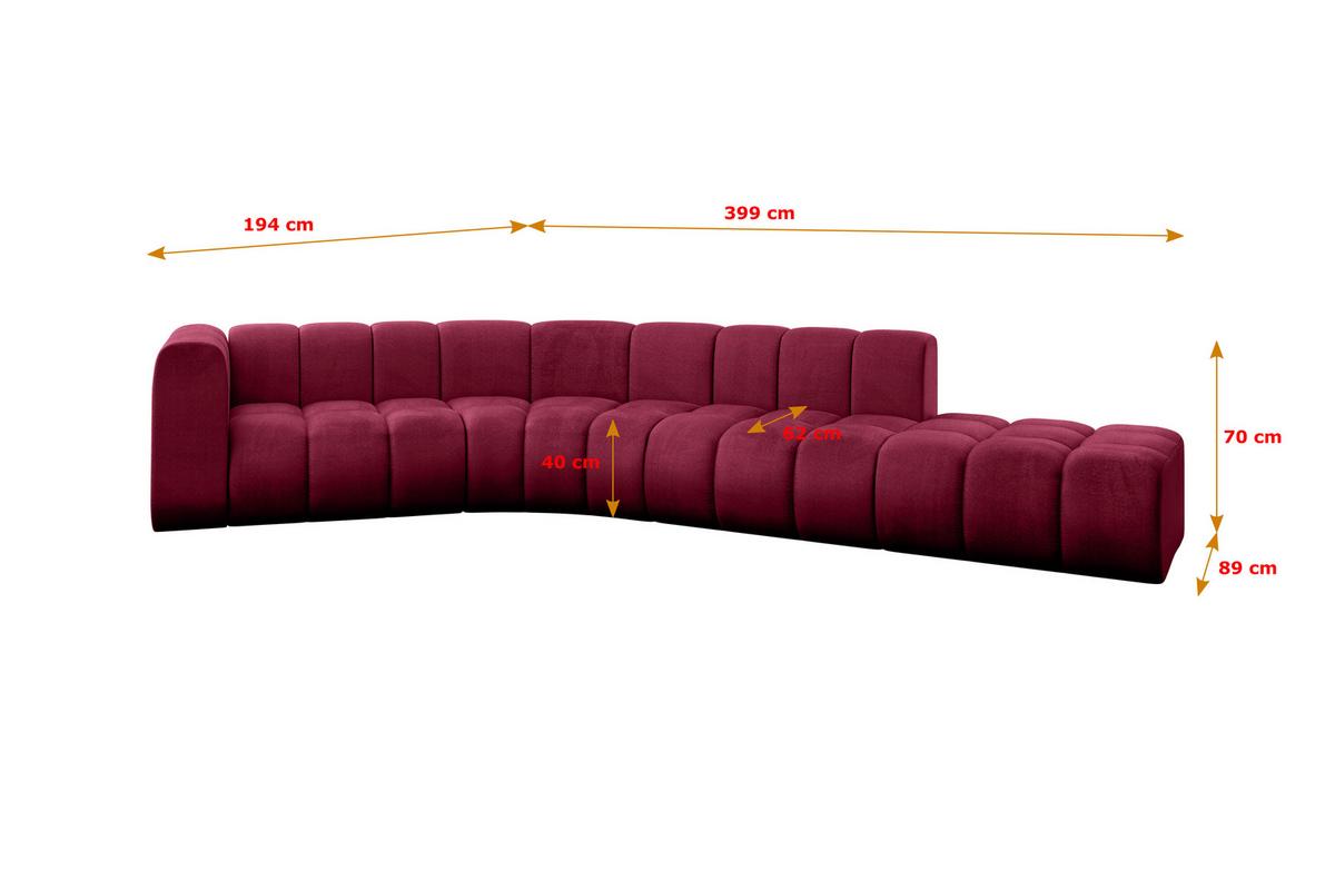 ECKSOFA modulares Sofa Tilmo-L1 - 399x194x70 cm Bordeauxrot - Bordeaux, Holzwerkstoff/Textil (399/194cm) - ALTDECOR