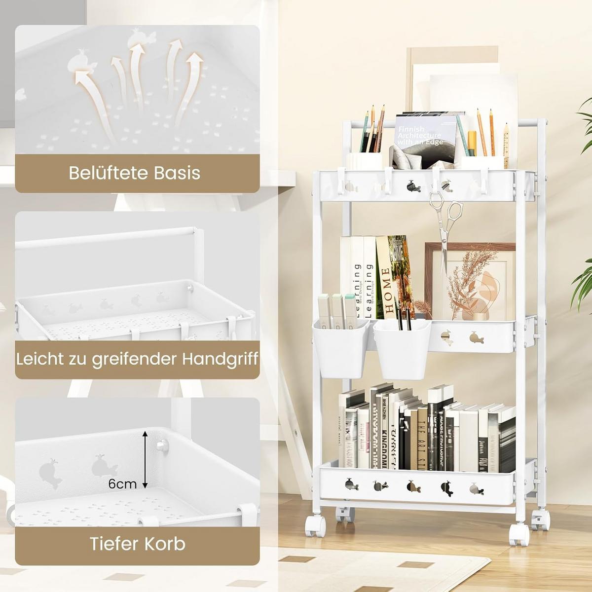 SERVIERWAGEN Weiß - Weiß, Kunststoff (42/83/29cm) - COSTWAY