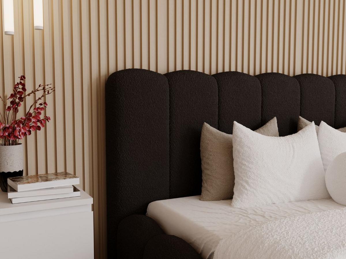 POLSTERBETT Smile 140x200 Bouclé-Stoff Schwarz - Schwarz, Textil (140/200cm) - Graingold