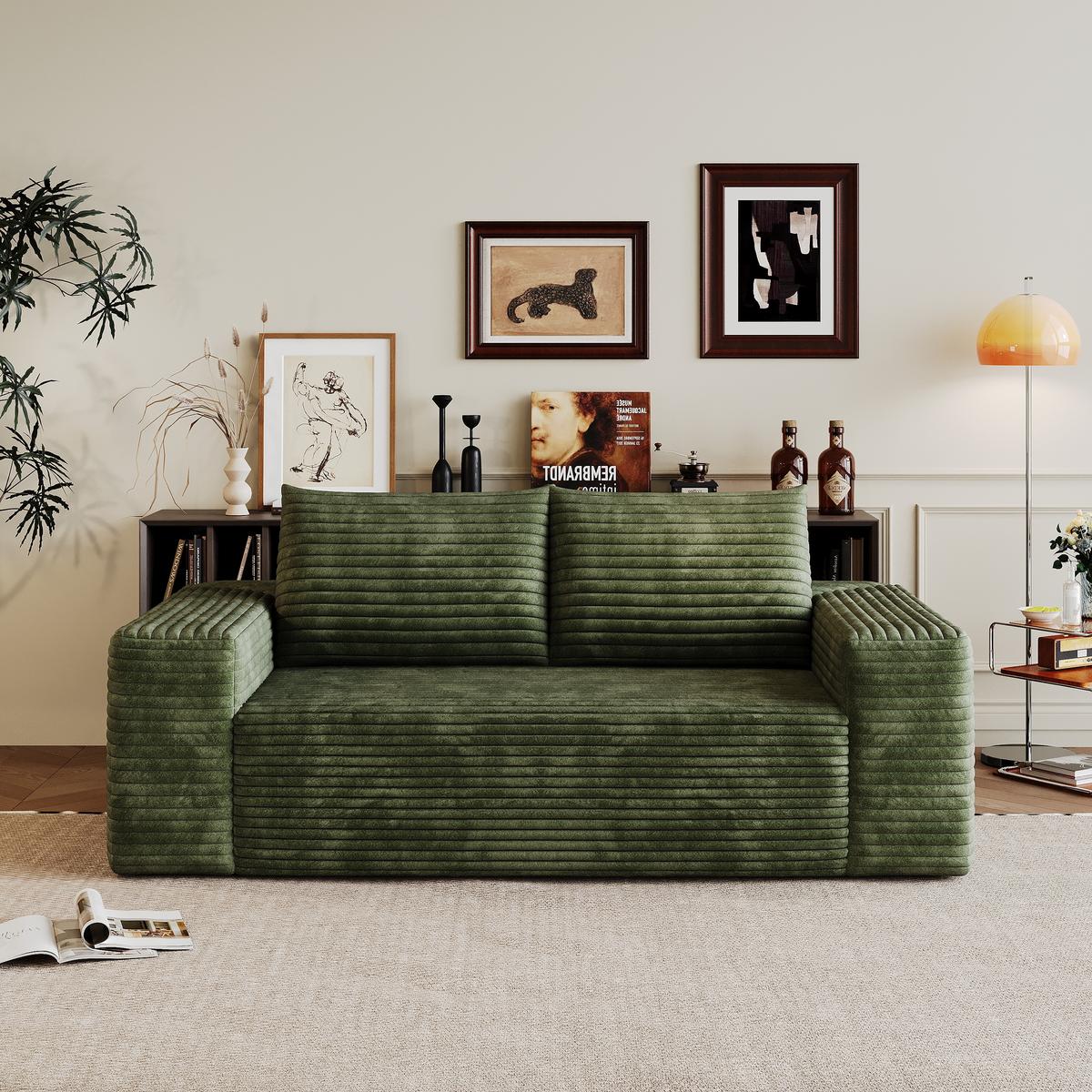2-SITZER SOFA 180cm Cord-Sofa ohne Montage - Grün, Textil (180/83/90cm) - Urban Meuble