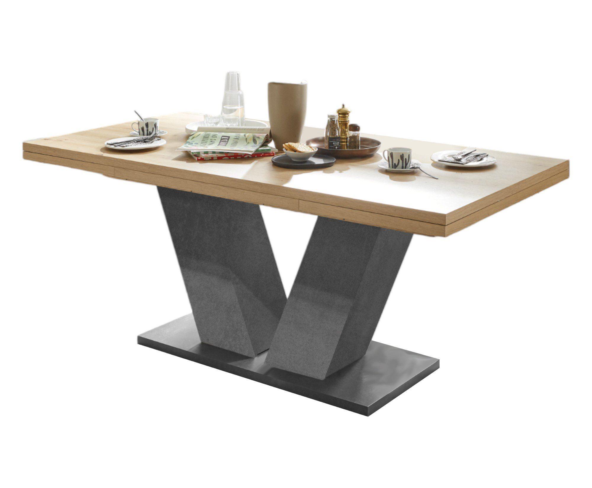 ESSTISCH ausziehbar Elena 180x90x76 Graphit/Asteiche - Graubraun, Holzwerkstoff (180/90/76cm) - 58aufmkessel