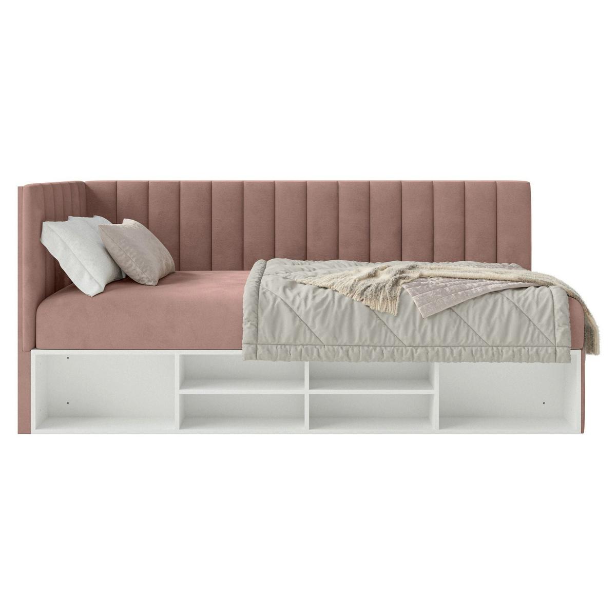 JUGENDBETT Ventrio Hellrosa Easy-Clean-Samtbezug 90x200 cm - Hellrosa, Holz/Textil (90/200cm) - Selsey