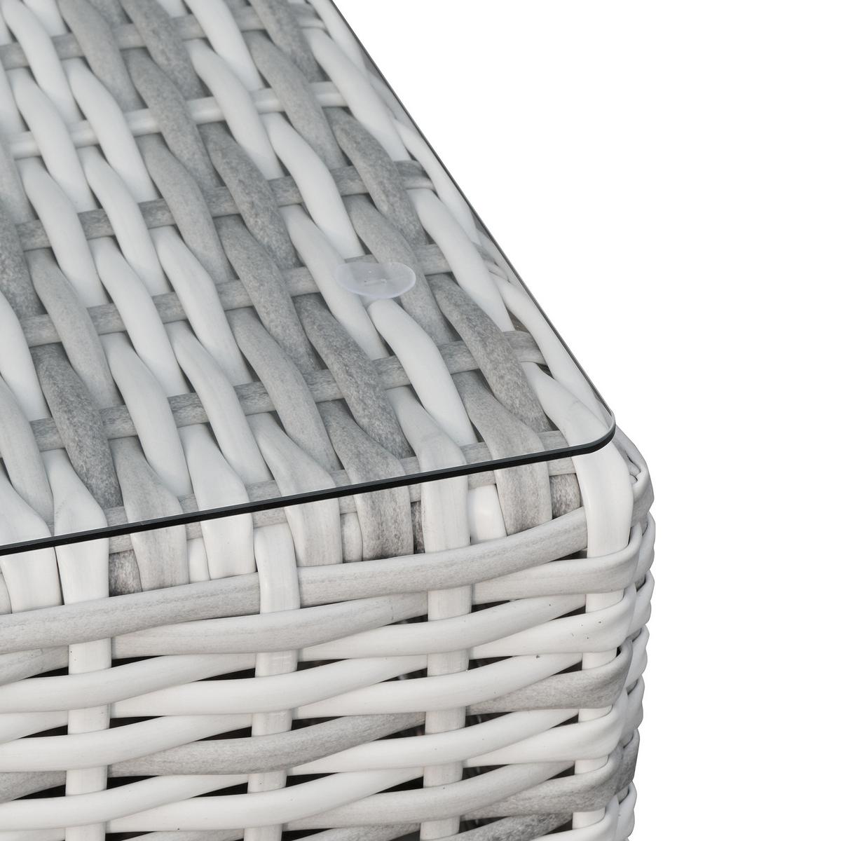 GARTENSET Solaris aus Technorattan, mit Ecksofa und Kaffeetisch, Hellgrau - Grau, Kunststoff/Metall - Beautysofa