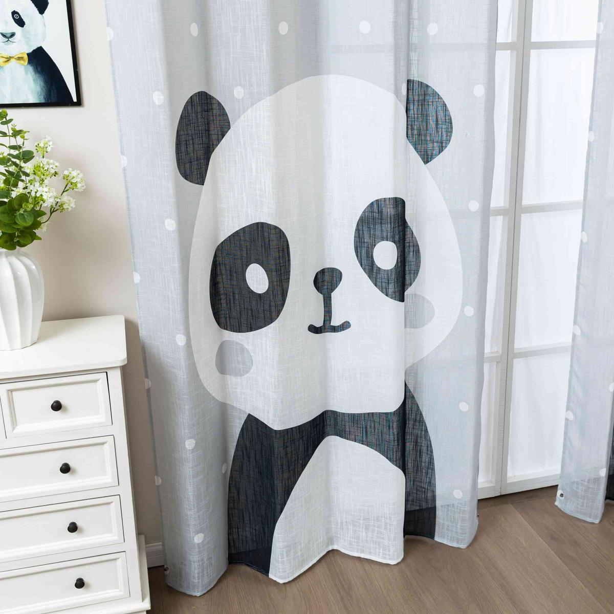 VORHANG SEOUL HxB 245x140 cm Panda - Weiß, Textil (140/245cm) - Gardinenbox