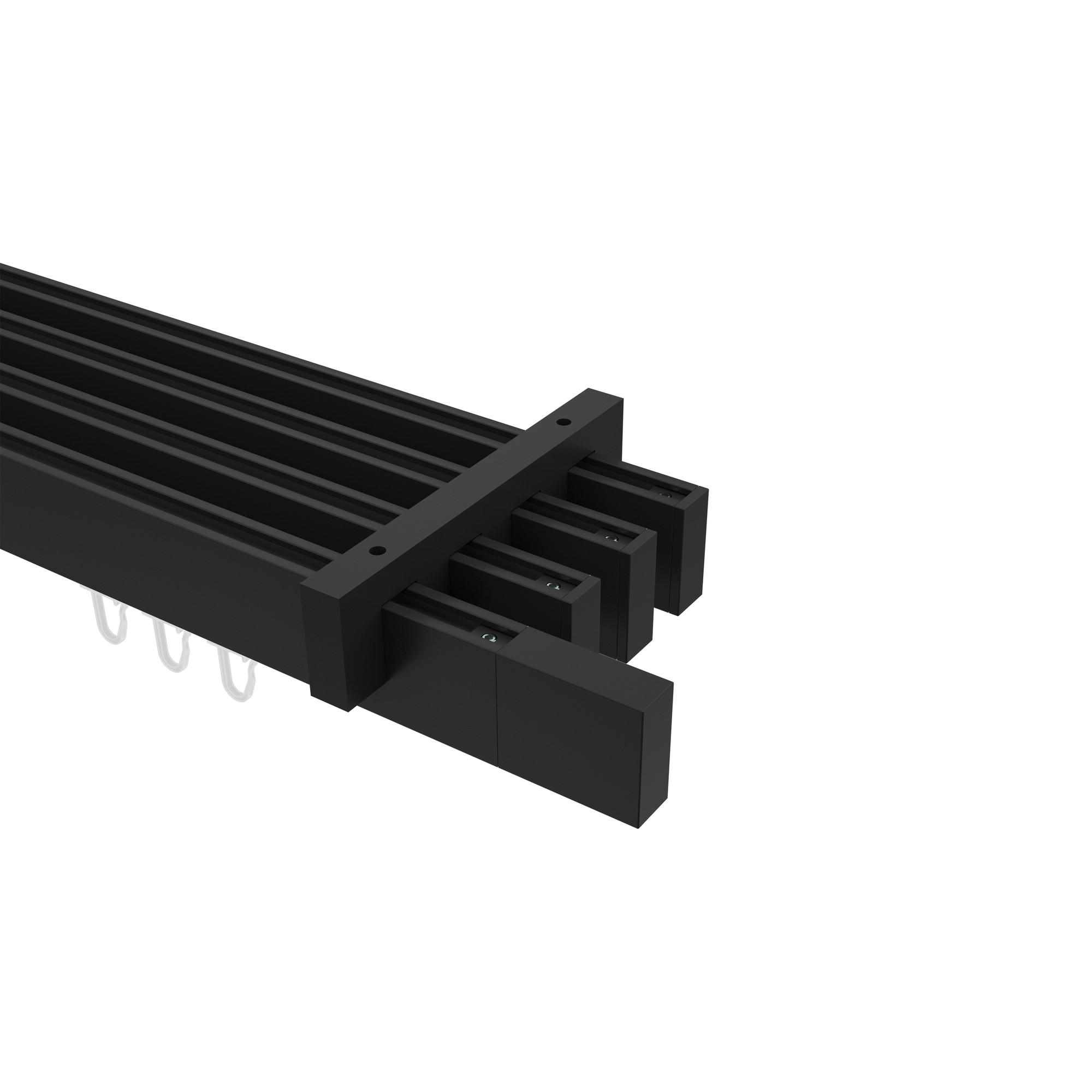 GARDINENSTANGE INNENLAUF Smartline Lox 180 cm, 4-läufig, 14x35 mm Schwarz - Schwarz, Metall (180cm) - INTERDECO