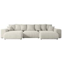 WOHNLANDSCHAFT mit Schlaffunktion ESKAR-U -364x176x72cm Creme Cord - Hellgrau/Creme, Holzwerkstoff/Kunststoff (364/72/176cm) - ALTDECOR