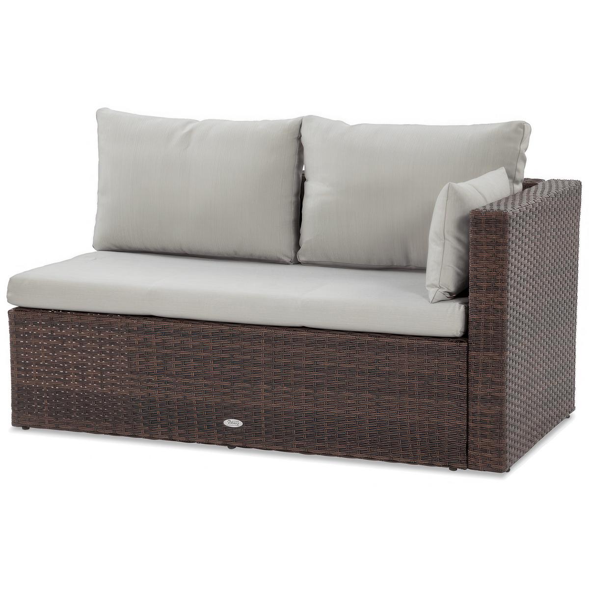 GARTENSET Sevilla, aus Technorattan, Ecksofa mit Couchtisch, Braun - Braun, Kunststoff - Beautysofa