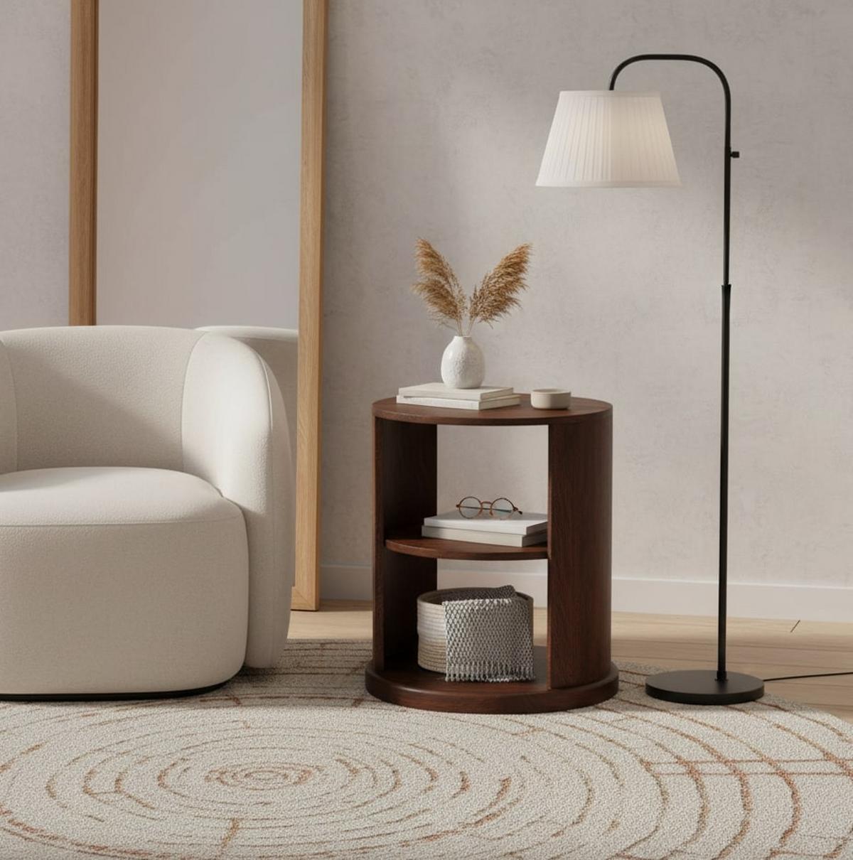 BEISTELLTISCH mit California-Walnuss-Finish, 2 offene Ablagen, dunkelbraun - Dunkelbraun, Holz (45/45/56cm) - Artisan Furniture