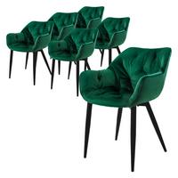ESSZIMMERSTÜHLE 6er Set Dunkelgrün Samt - Dunkelgrün/Schwarz, Metall (67/83/59cm) - ML-DESIGN