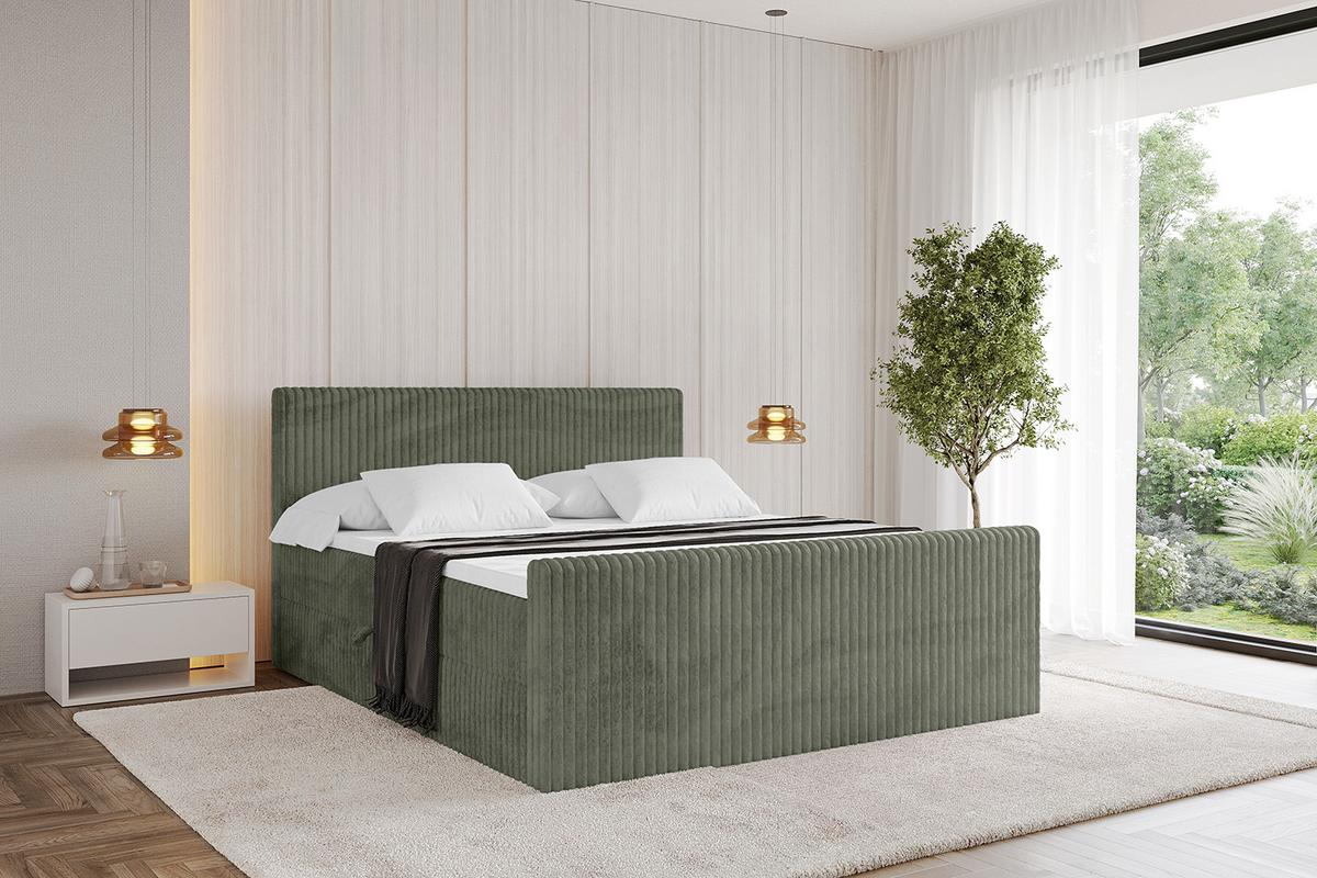 BOXBETT mit Matratze H3 und Lattenrost - TOLO-Z - 180x200 Cord - Olive - Olivgrün, Holzwerkstoff (180/200cm) - ALTDECOR