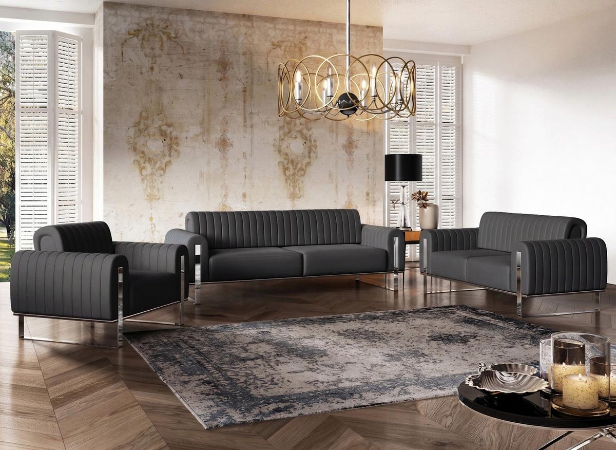 SOFA Parissa 164 cm - Dunkelgrau, Textil/Metall (164/79/92cm) - Selsey