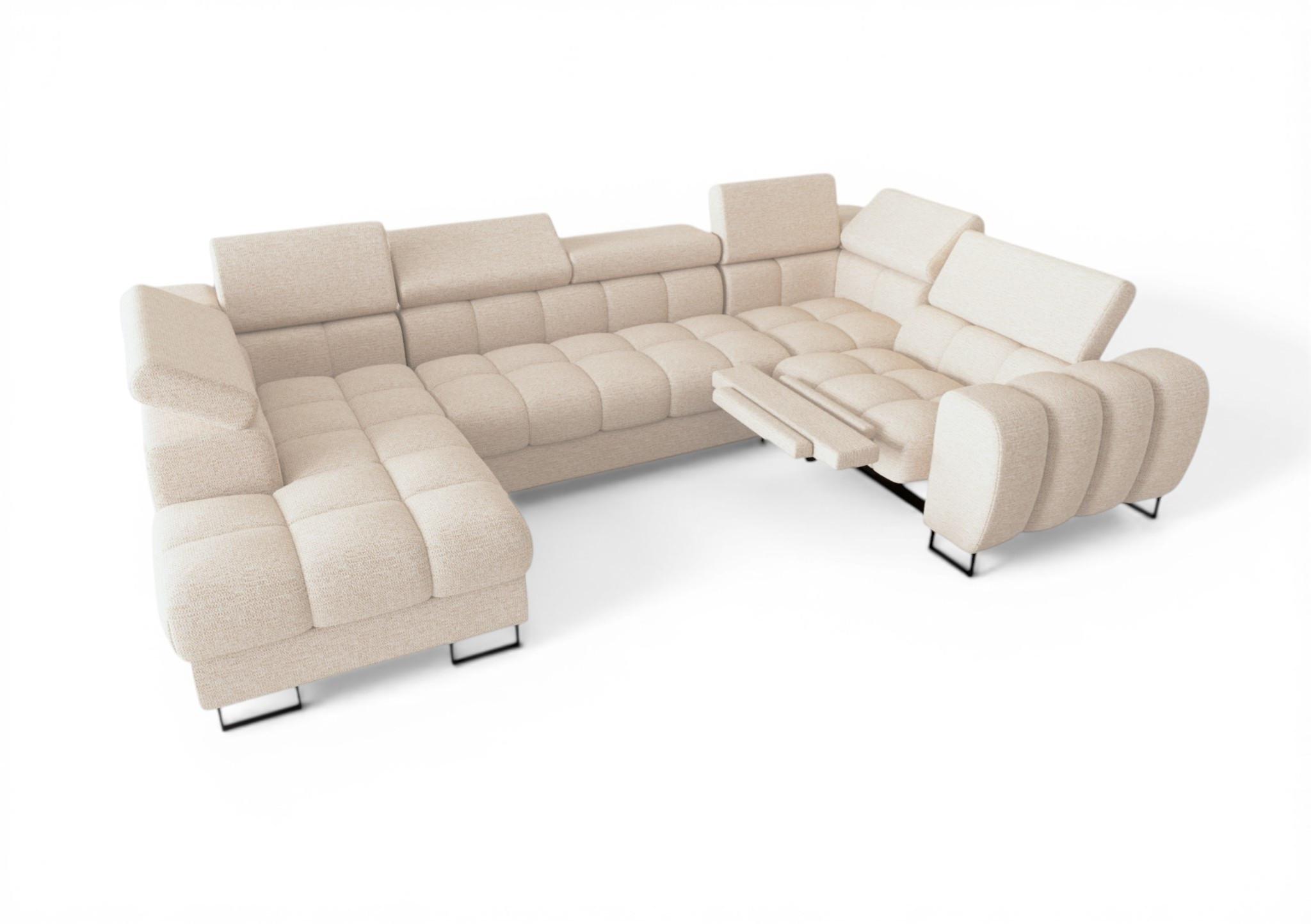 WOHNLANDSCHAFT Bastien Relax - Creme, Holzwerkstoff/Textil (198/95/350cm) - Fun Möbel