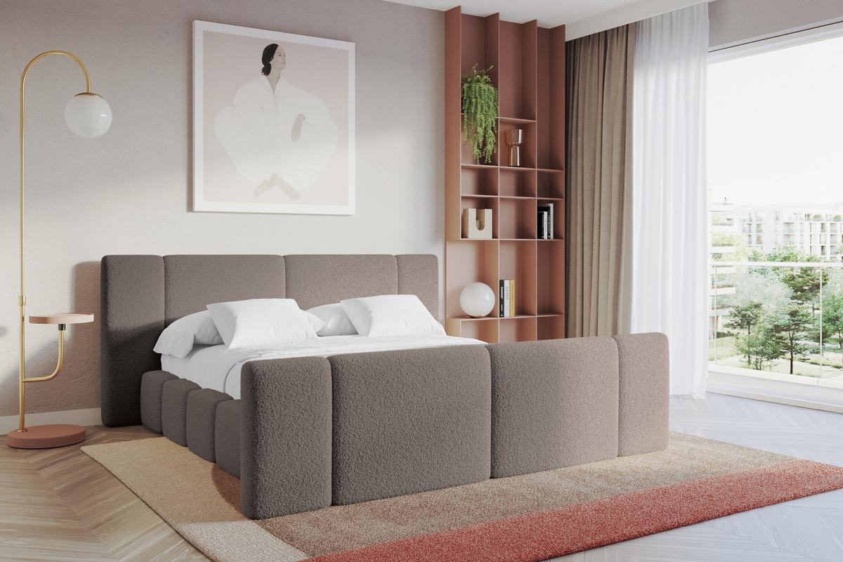 POLSTERBETT mit Bettkasten, Fußteil und Lattenrost, Bett mit Matratze H3/H4 - NILO-Z 140x200 Braun - Braun, Holzwerkstoff/Textil (140/200cm) - ALTDECOR