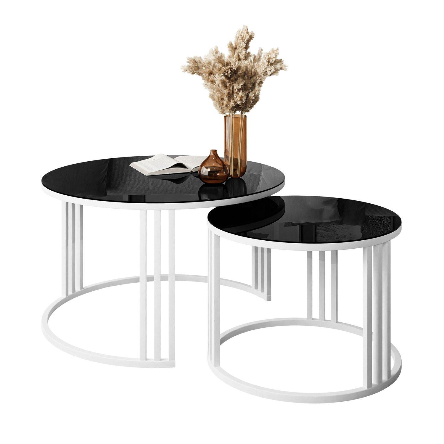 COUCHTISCH 2 in 1 LORI GLASS - Schwarz/Weiß, Glas (70/70/47cm) - Lookway