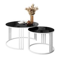 COUCHTISCH 2 in 1 LORI GLASS - Schwarz/Weiß, Glas (70/70/47cm) - Lookway