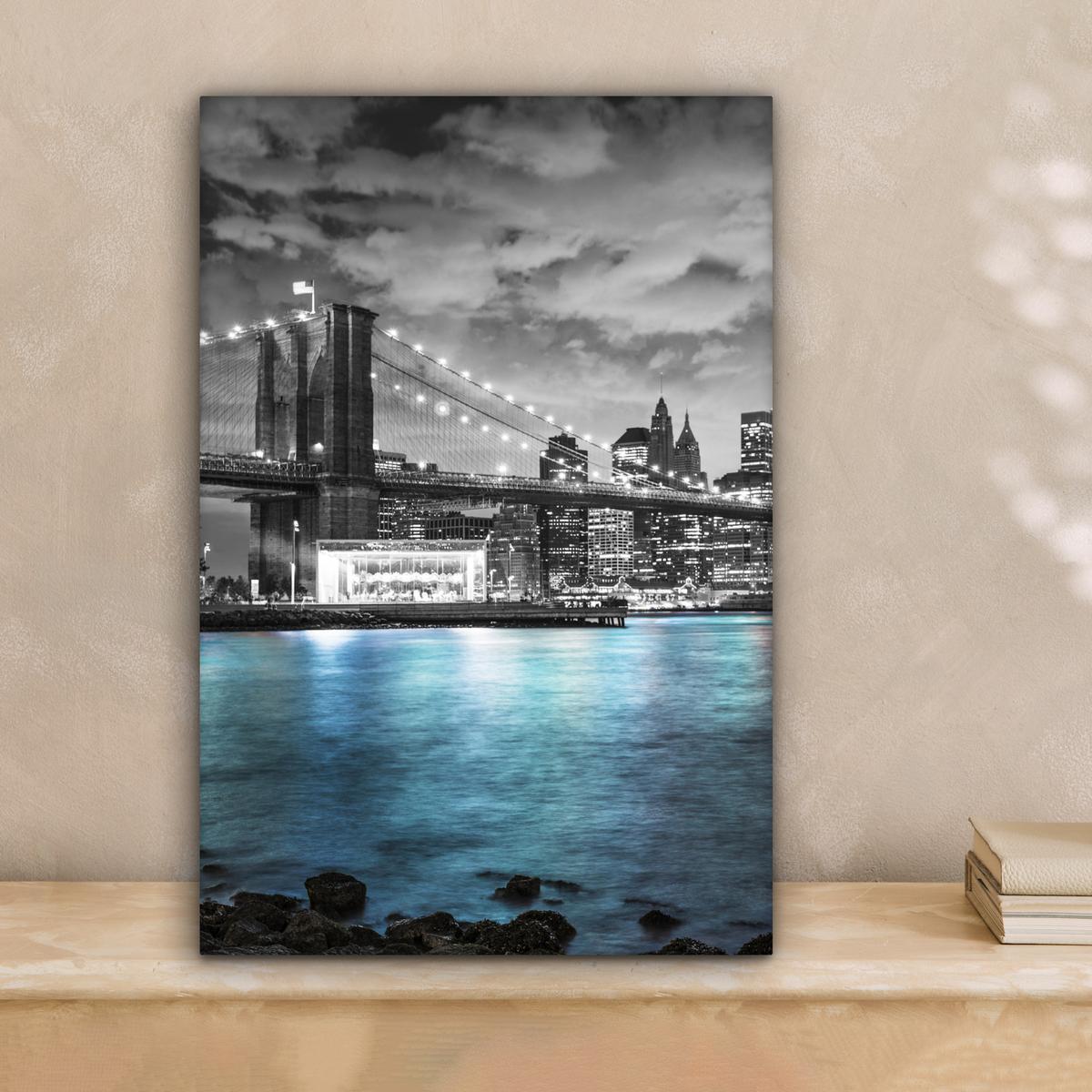 LEINWANDBILD New York - Skyline - Stadt - Blau Deko Wohnzimmer 20x30 cm - Blaugrau, Textil (20/30cm) - MuchoWow