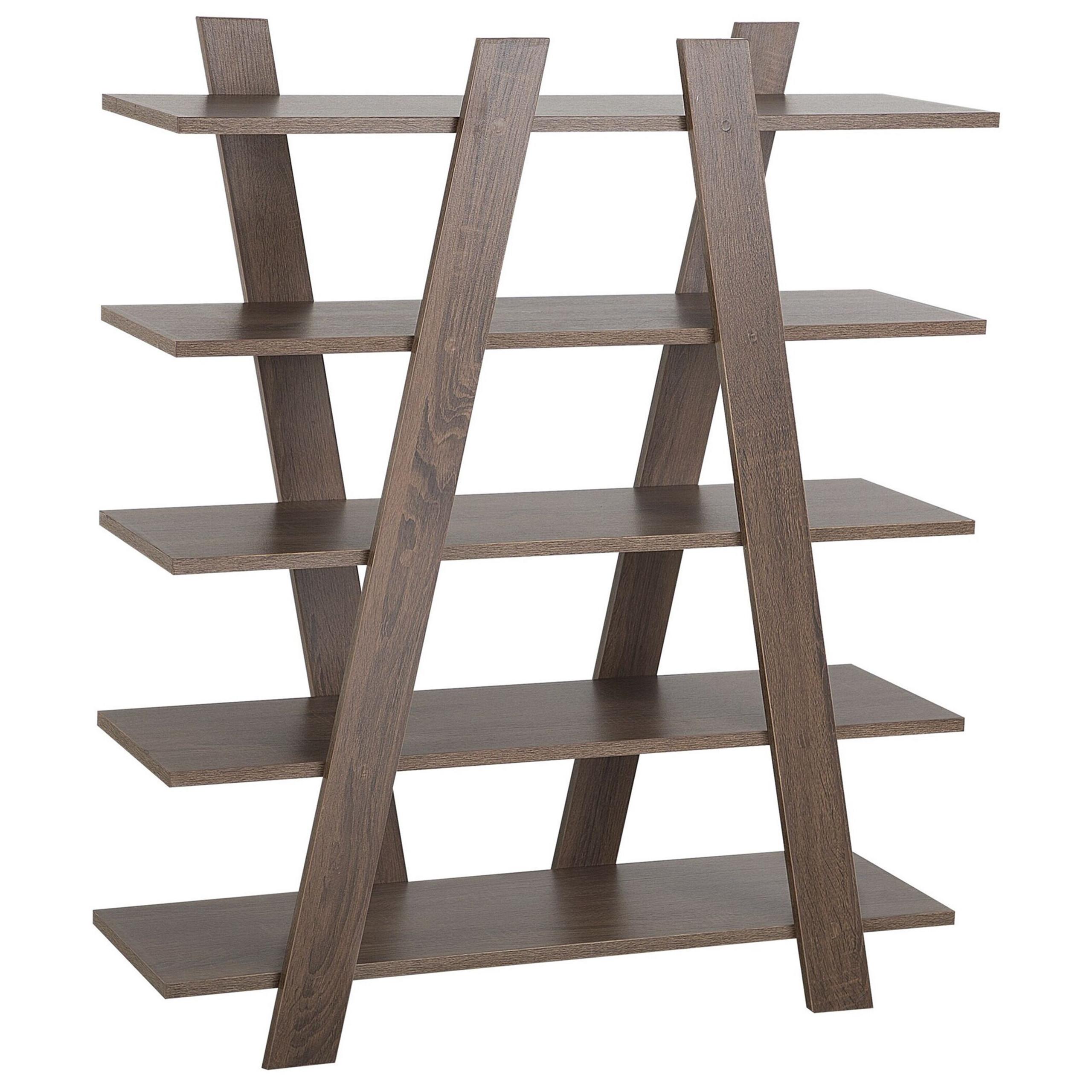 BÜCHERREGAL 5 Fächer Escalante - Dunkelbraun, Holzwerkstoff (100/116/33cm) - Beliani