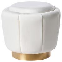 POUF Weiß Irving - Goldfarben/Weiß, Textil (43/37/43cm) - Beliani