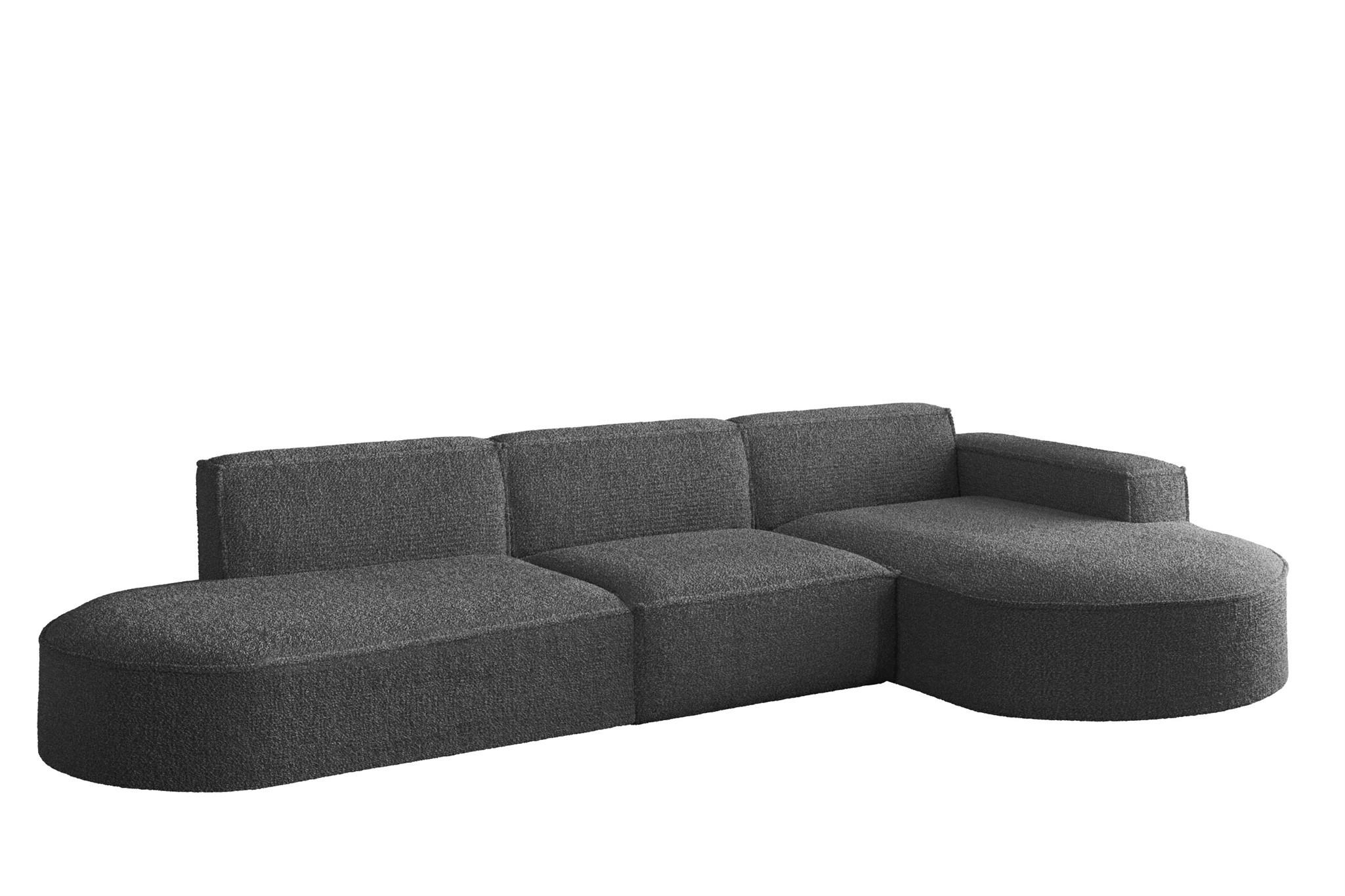 ECKSOFA Ottomane Palma Ascot Bukla - Graphitfarben, Holzwerkstoff/Textil (296/165cm) - Fun Möbel