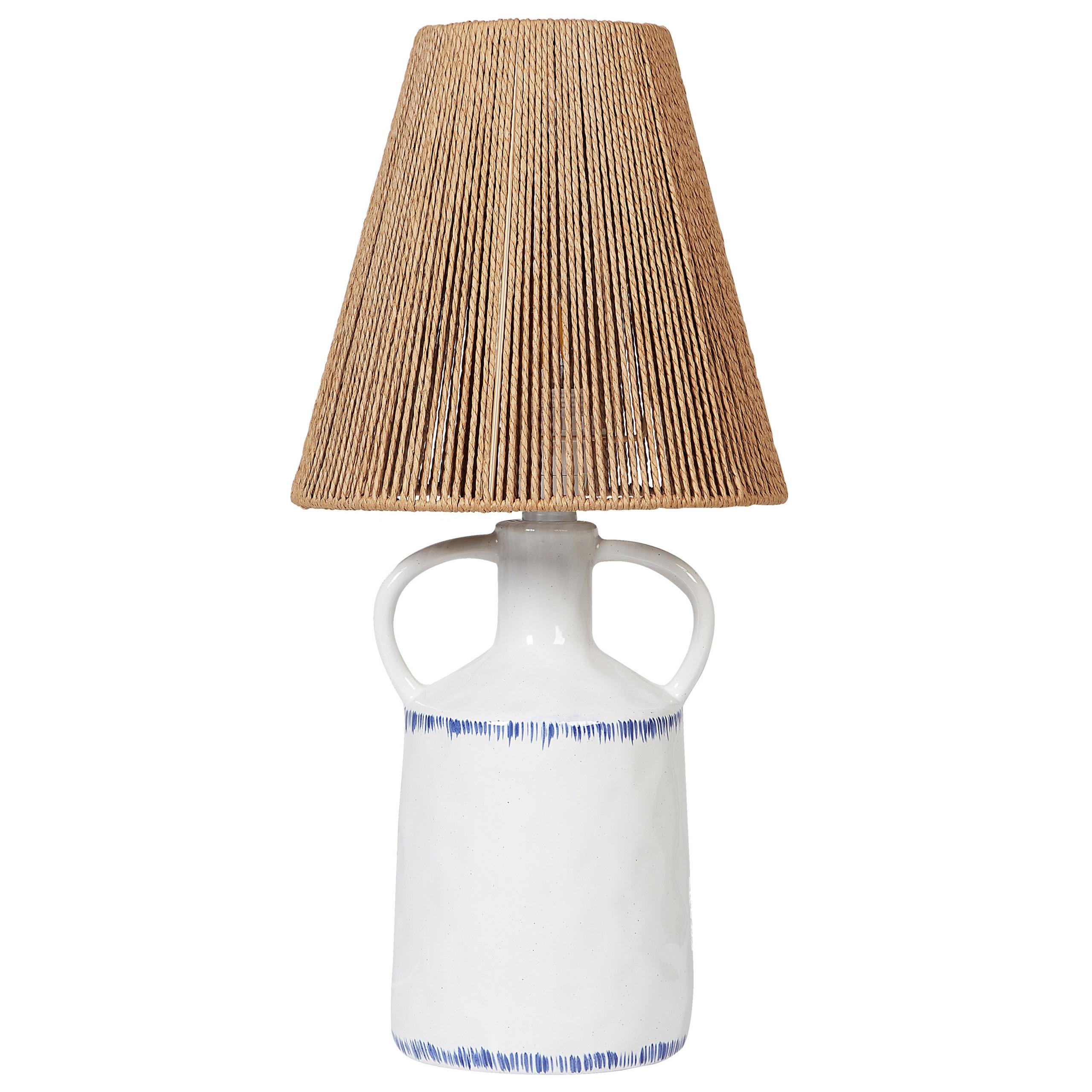 TISCHLEUCHTE Weiß/Blau/Beige Larissos - Blau/Beige, Keramik (24/24/51cm) - Beliani